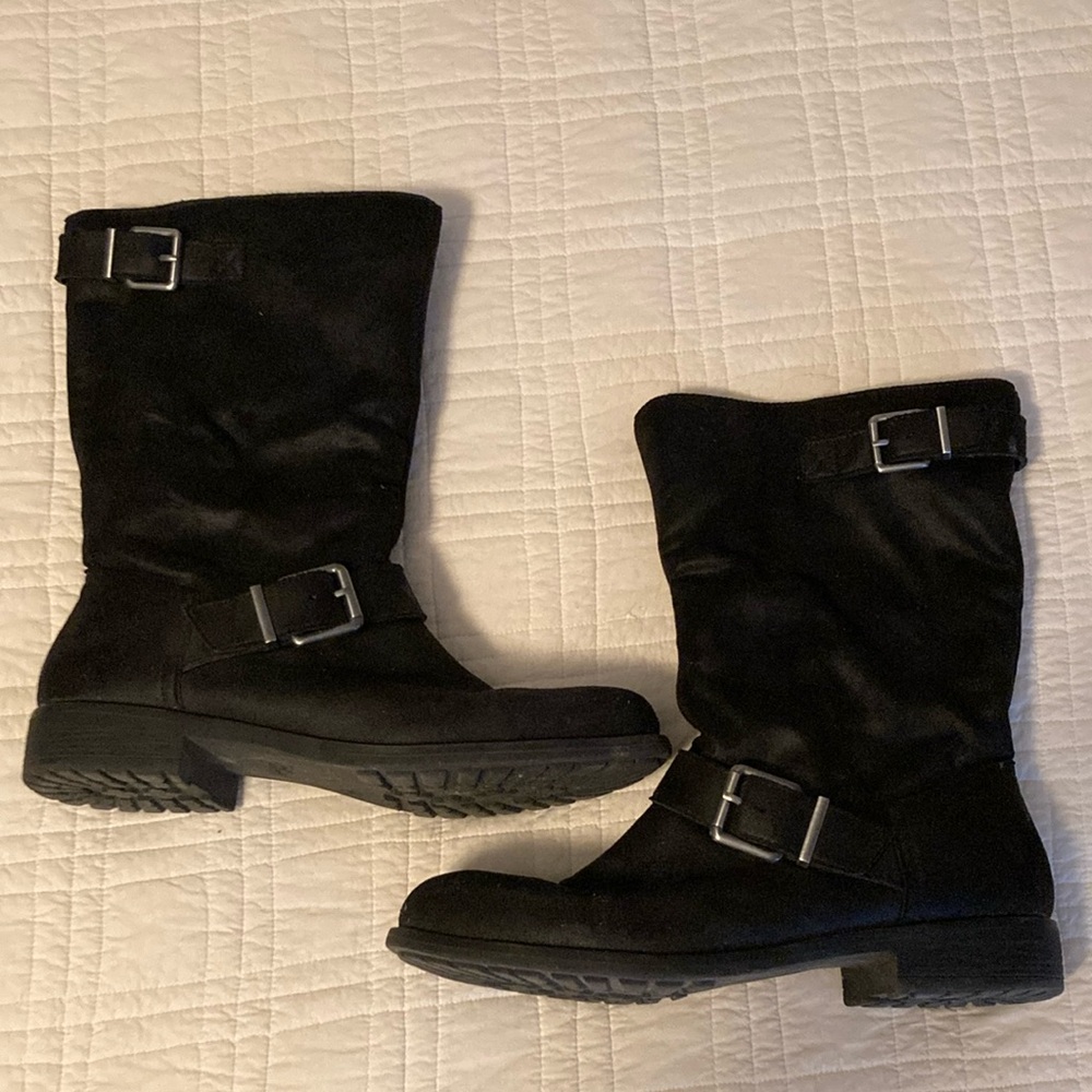 Women's Black Buckle Boots